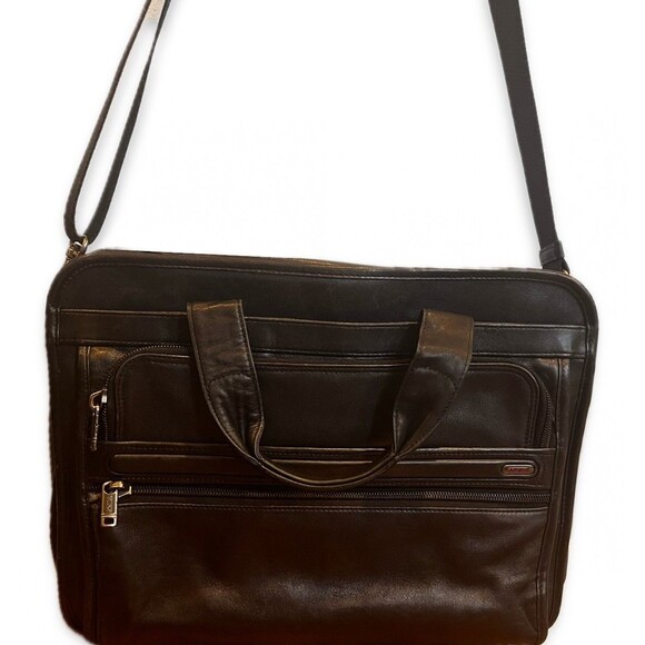 Vintage Tumi Leather Briefcase 96130D4 Messenger Bag 90s Executive Career Wear - Picture 1 of 16
